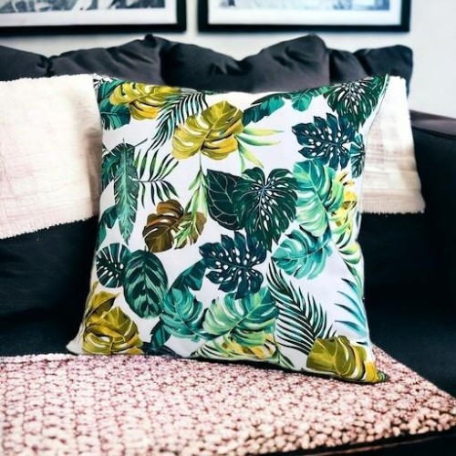poliesterowa poszewka z motywem tropikalnych liści