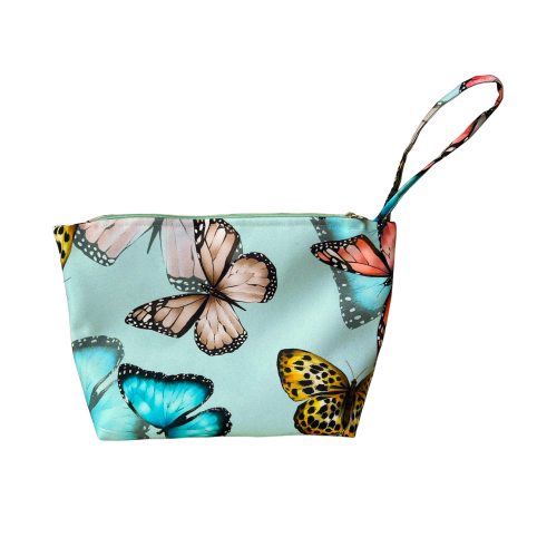 kosmetyczka miętowa z motylkami
