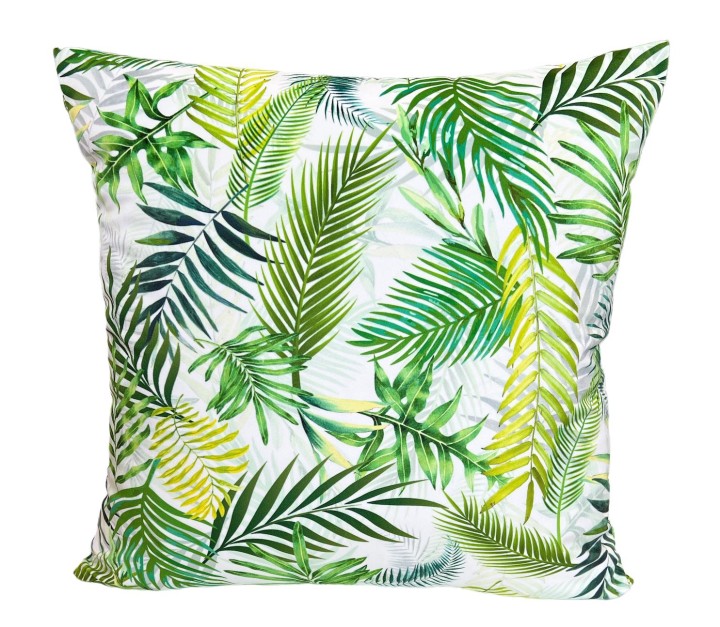 Stylowa poszewka dekoracyjna z poliestru z wzorem liści tropikalnych na białym tle