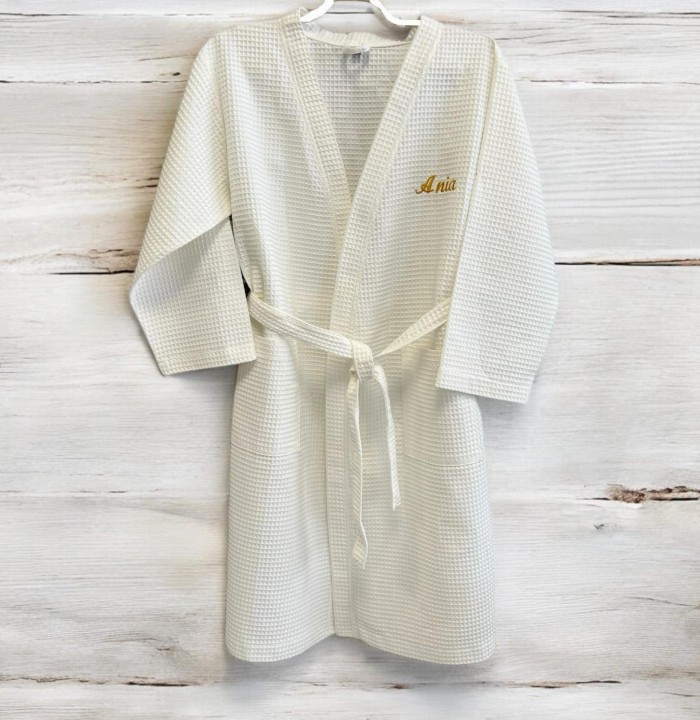 bawełniany szlafrok unisex z personalizowanym haftem