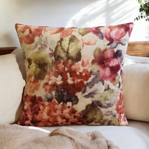 welurowa poszewka na poduszkę kwiatowy wzór jesienne barwy