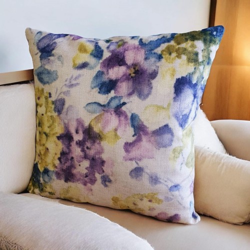 welurowa poszewka na poduszkę kwiatowy wzór pastelowe barwy