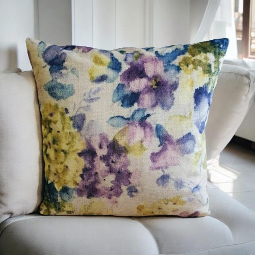 welurowa poszewka na poduszkę kwiatowy wzór pastelowe barwy