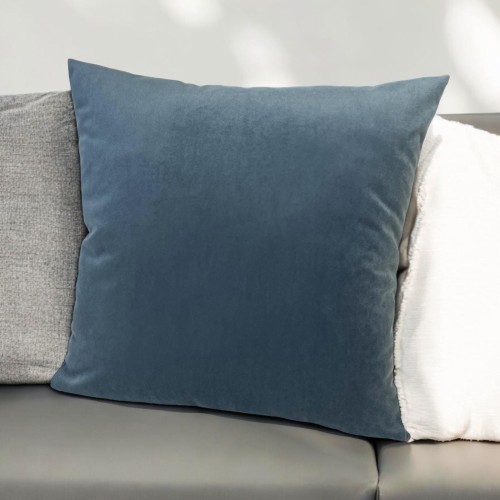 welurowa poszewka na poduszkę niebiesko-szary