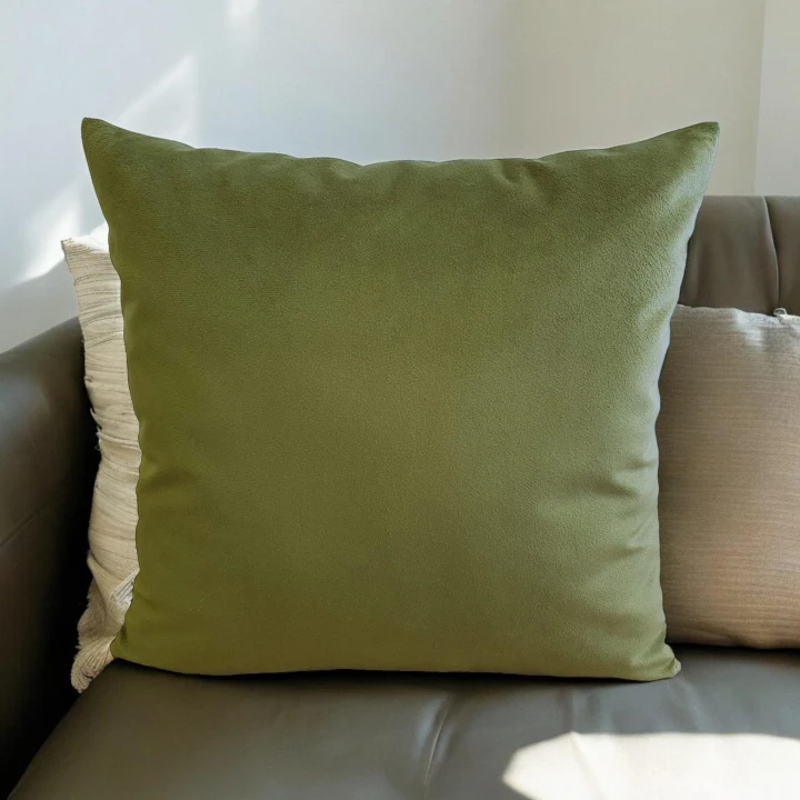 welurowa poszewka na poduszkę oliwkowy