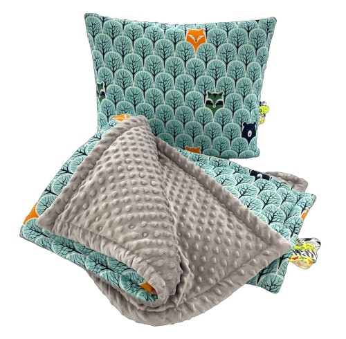 Kocyk dziecięcy z poduszką – minky i bawełna 100×135, podusia 40×50