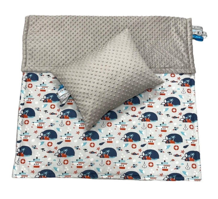 Kocyk dziecięcy z poduszką – minky i bawełna 100×130, podusia 40×50