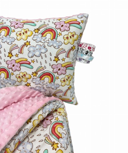 Kocyk dziecięcy z poduszką – minky i bawełna 100×130, podusia 40×50