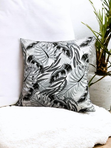  Bawełniana poszewka z motywem szarych liści monster