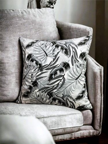  Bawełniana poszewka z motywem szarych liści monster