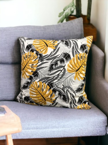 Bawełniana poszewka z motywem żółtych liści monstery