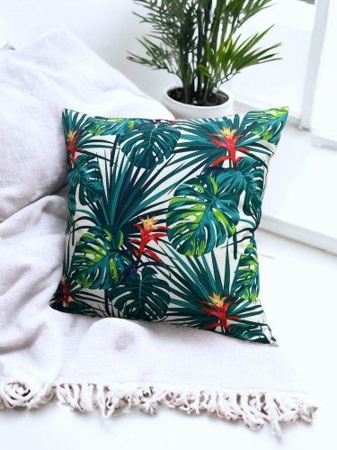 bawełniana poszewka z motywem tropikalnym