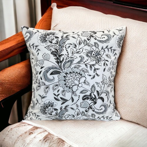 Bawełniana poszewka folklor szary na białym tle