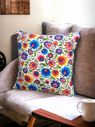 bawełniana poszewka folklor na białym tle