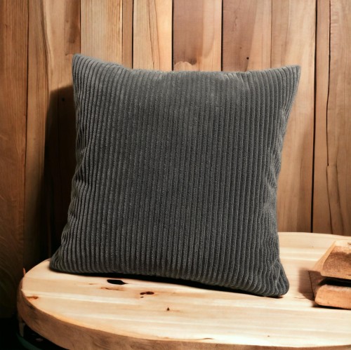 Ciemnoszara poszewka dekoracyjna w prążki